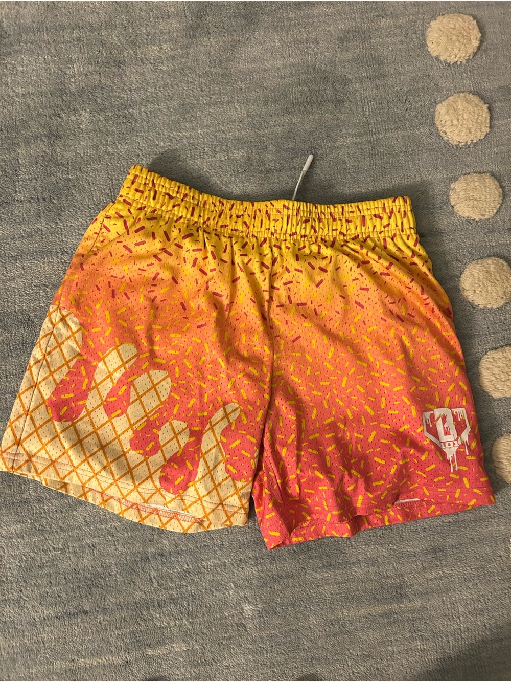 Kids' Yellow Pink Sprinkles Athletic Shorts